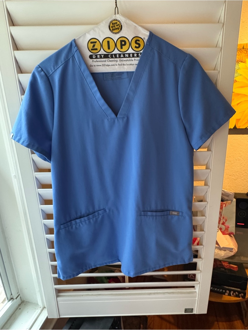 Figs Women's V-Neck Scrub Top in Blue